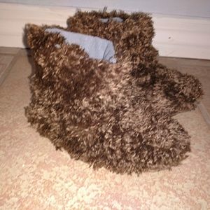 Fuzzy Brown Slippers